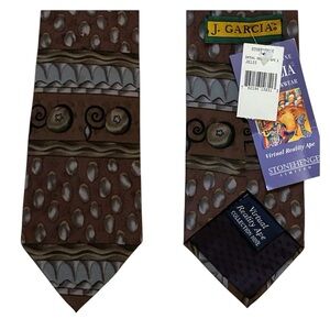 NWT Vintage 1993 Jerry Garcia Mens Silk Tie By Stonehenge Limited Brown 58”